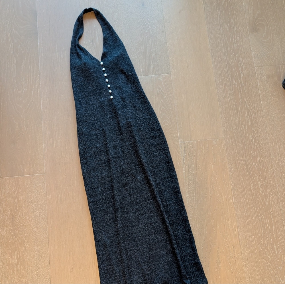 *SOLD* Reformation Black Knit Halter Dress